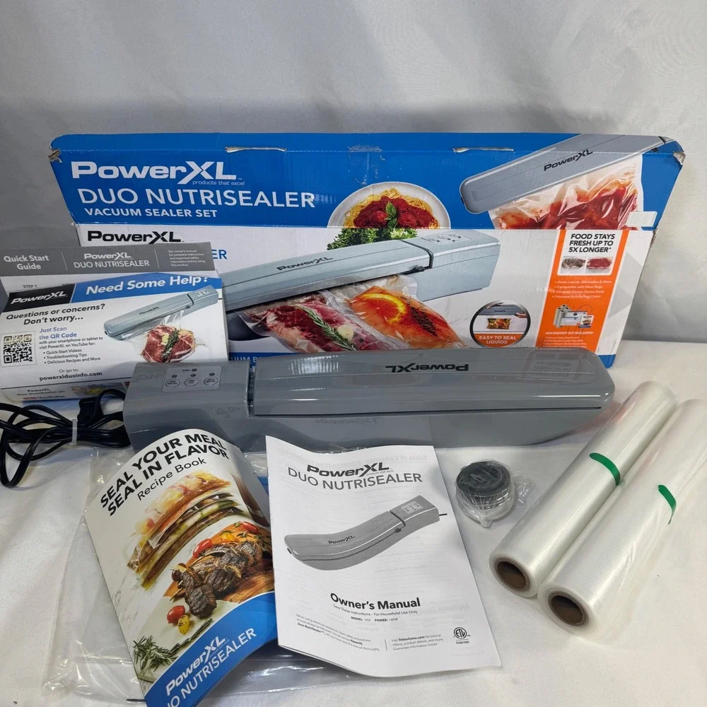 PowerXL Duo Nutrisealer Vacuum Sealer Set Gray VS2 140W with Accessory Kit